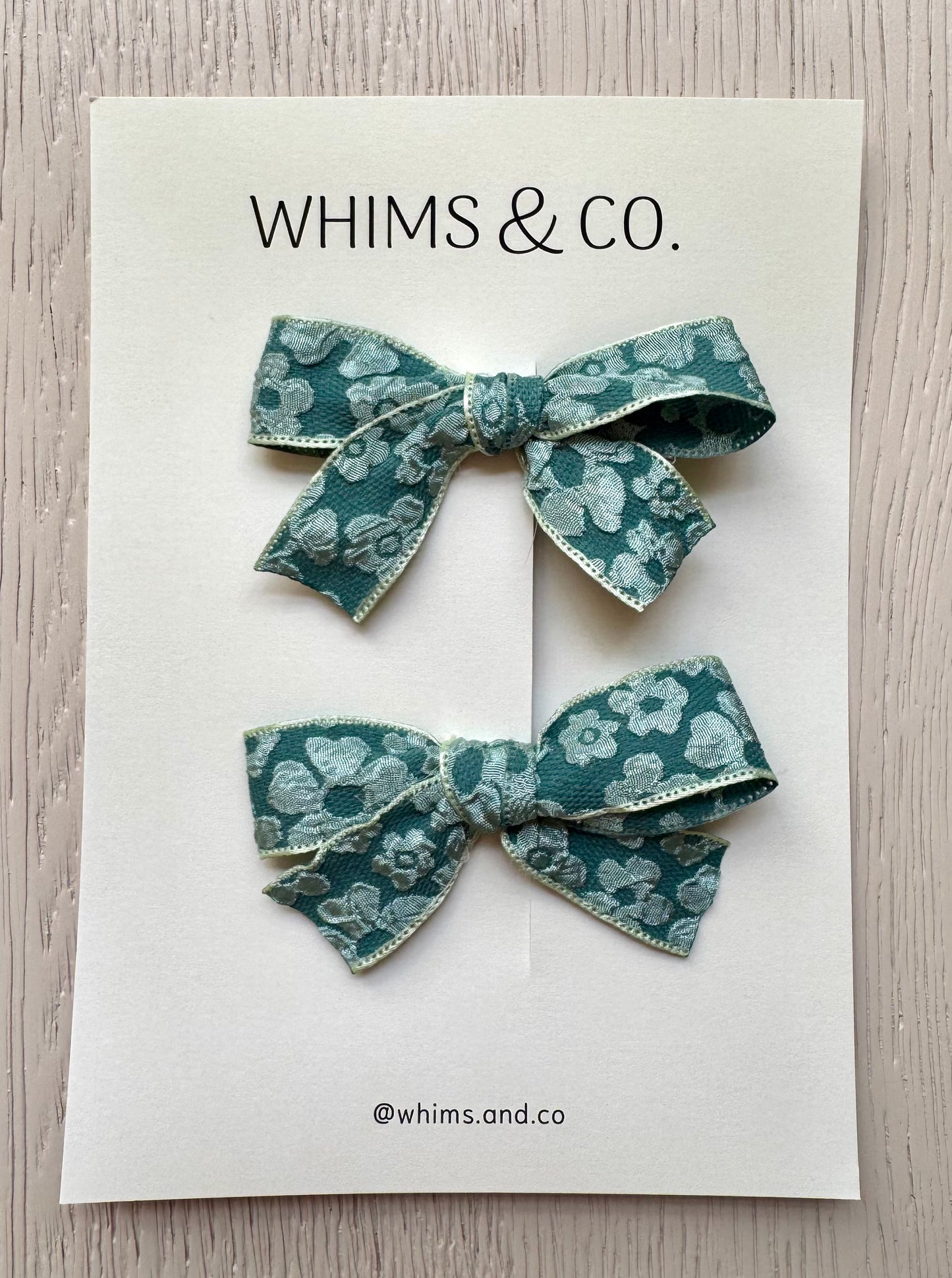 Emerald Blossom Pigtail Bows