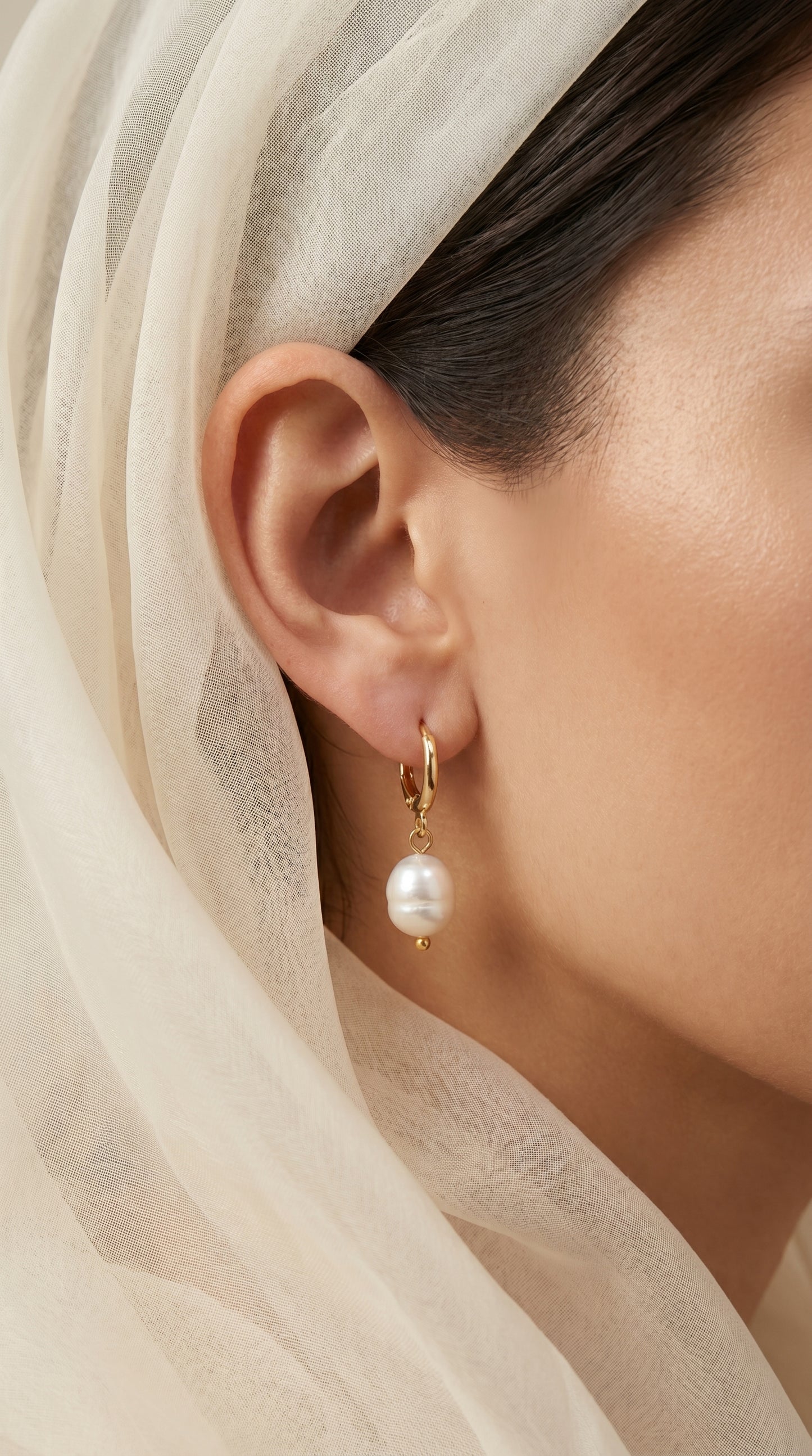 Pearl Drop Gold Earrings