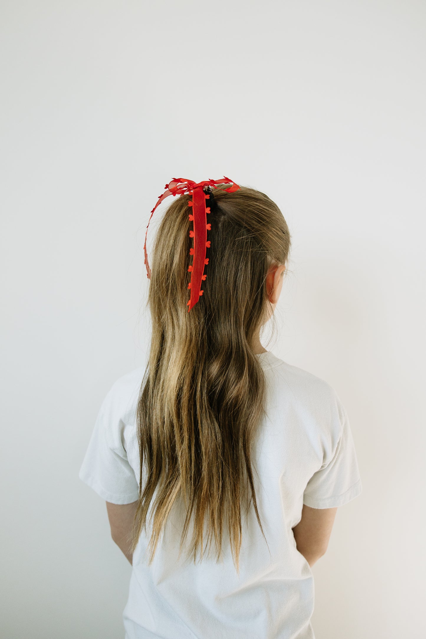 Long Red Heart Bow