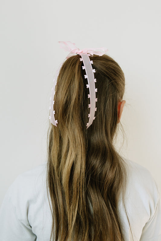 Long Pink Heart Bow