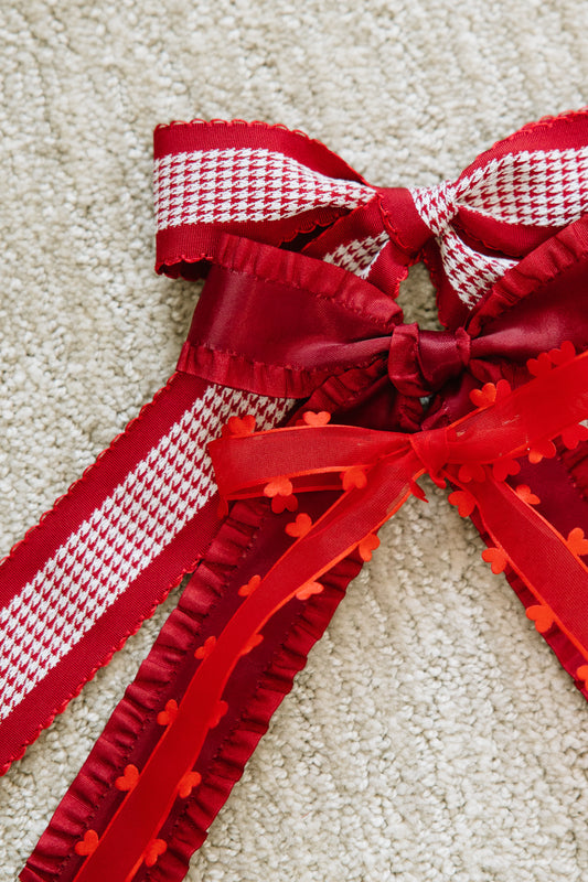 Red Satin Ruffled Long Bow