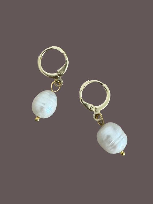 Pearl Drop Gold Earrings