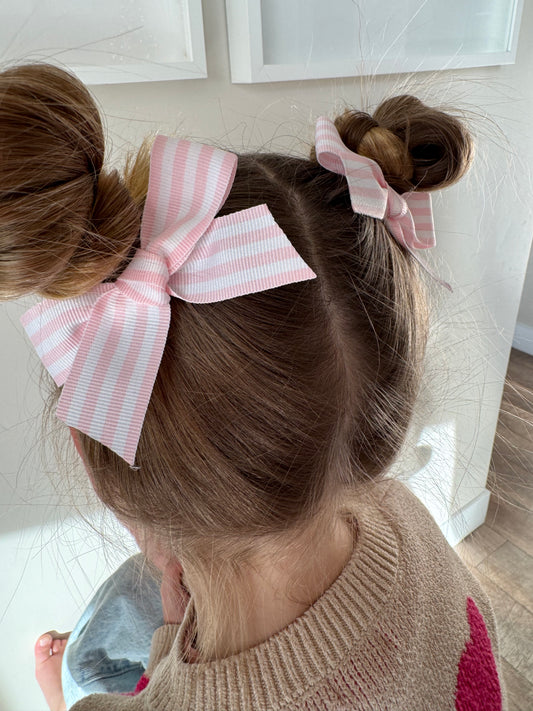 Pink and white stripe pigtails