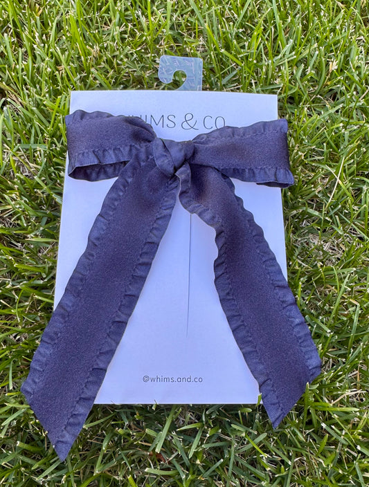 Navy Frill Edge Long Bow