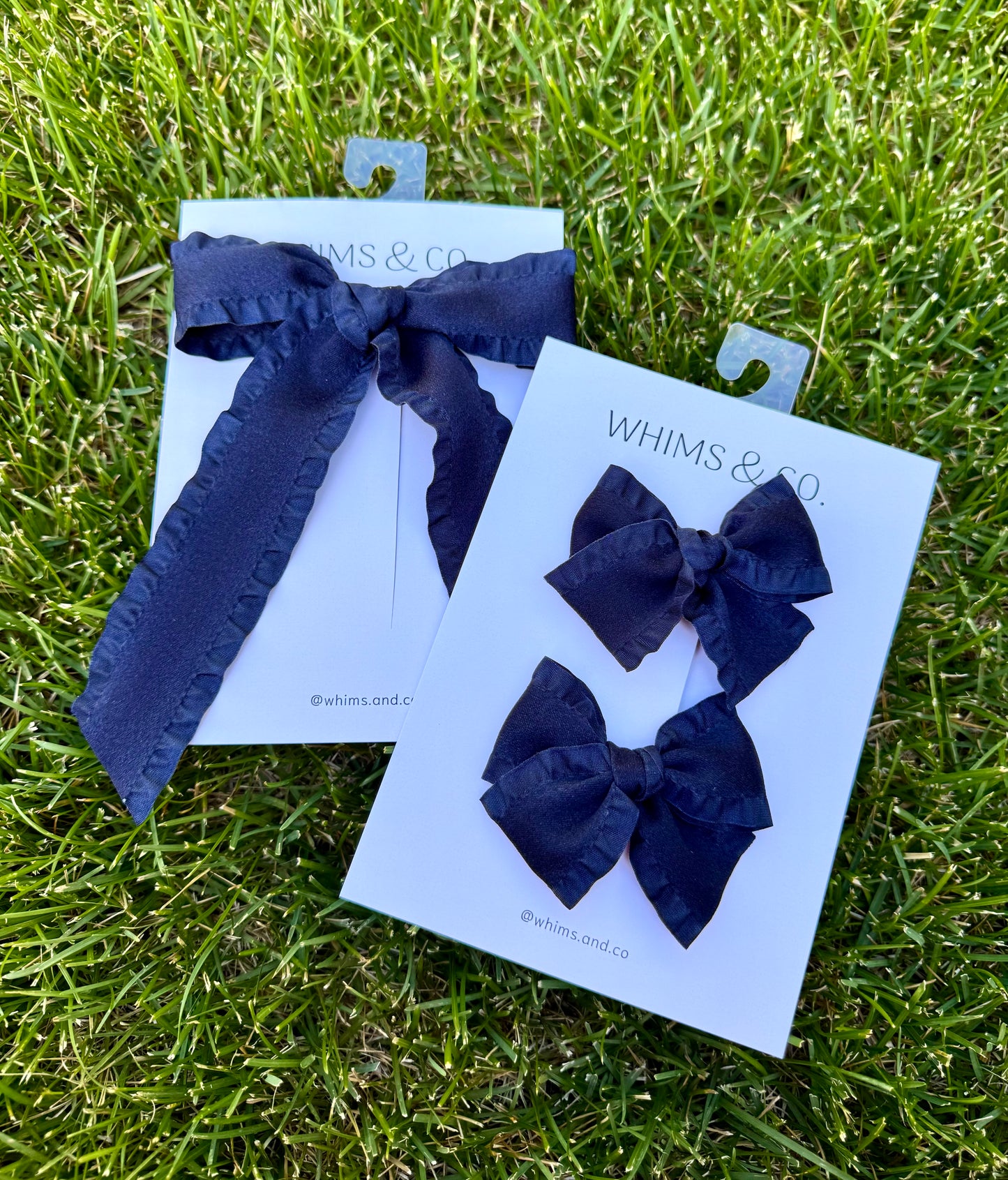 Navy Frill Edge Long Bow