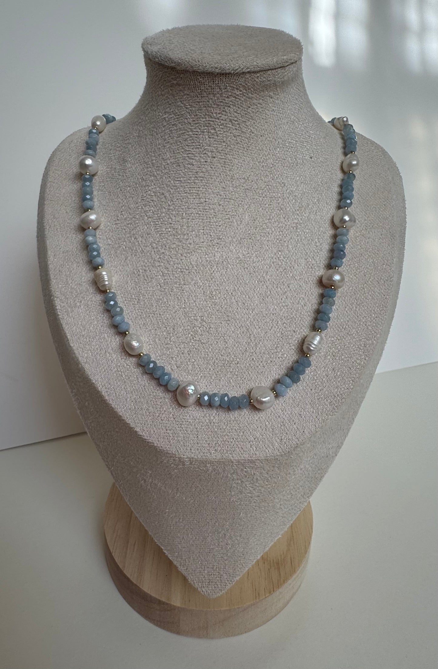 Blue Crystal & Freshwater Pearl Necklace