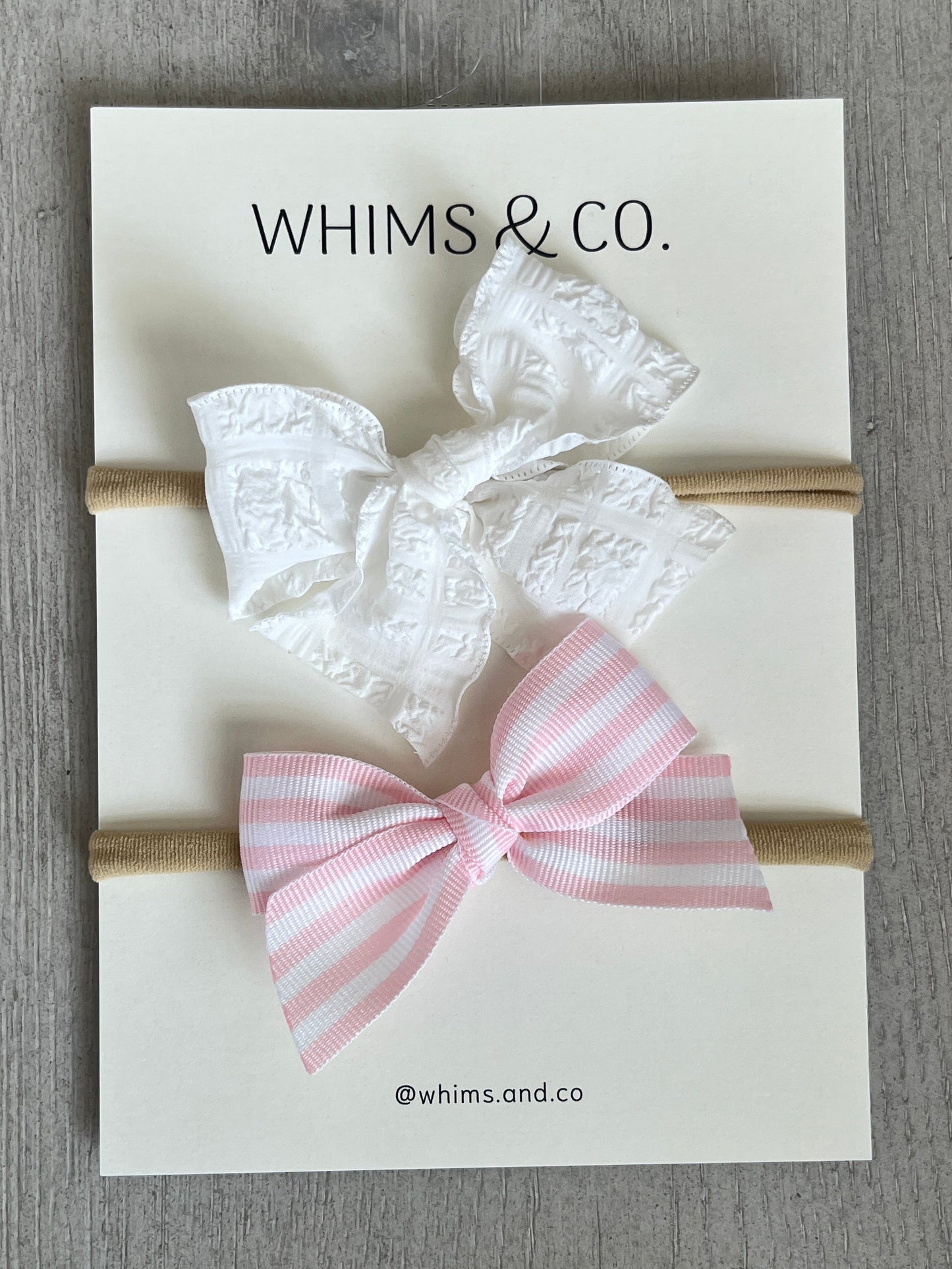 Pink stripe and white nylon headband sets