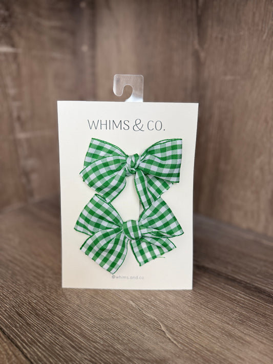 Green Gingham Pigtails