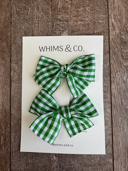 Green Gingham Pigtails