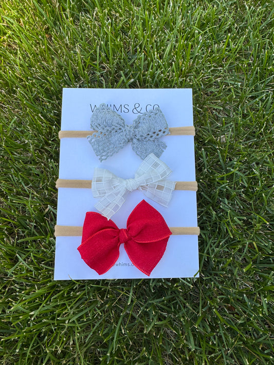 Little Firecracker Bow Nylon Headband Set